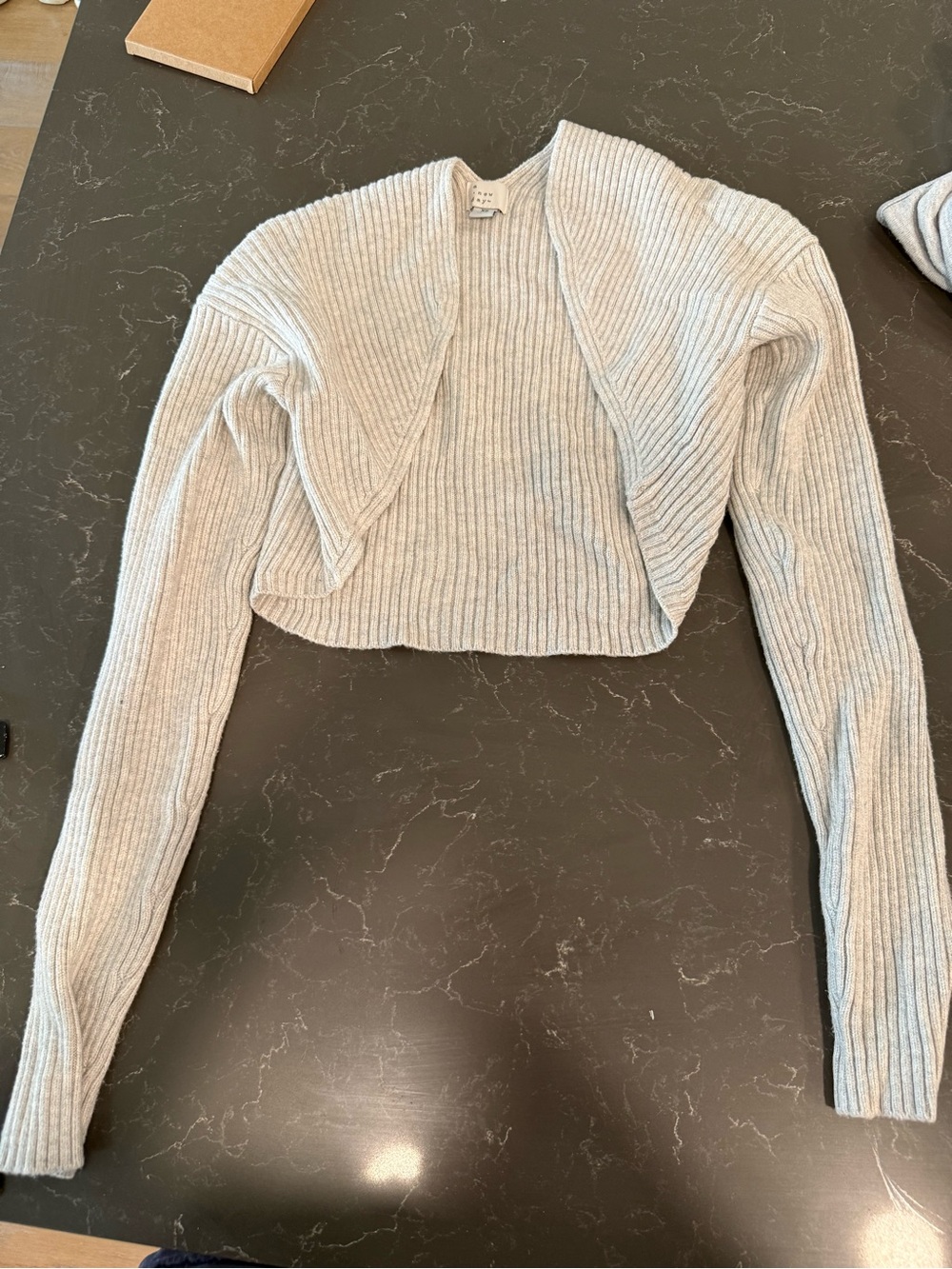 a new day Cropped Ribbed Open-Front Cardigan - Light Gray